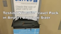 Testing Nomatic Travel Pack in Airport Baggage Sizer