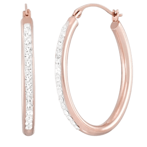 I Heart Jewels 1/8 CT. T.W. Simulated Diamond Oval Hoop Earrings