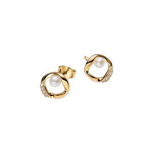 Pandora Organically Shaped Pav&eacute; Circle & Treated Freshwater Cultured Pearl Stud Earrings