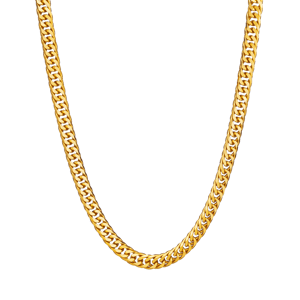 Diamond cut double curb chain necklace Gold 24k
