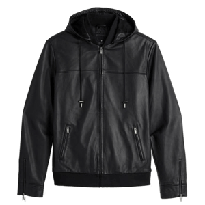 American Tall Genuine Leather Hooded Bomber