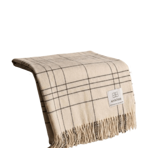Anboise Maisie White & Black Check Merino Throw