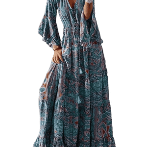 ANNIE CLOTH V Neck Boho Dress