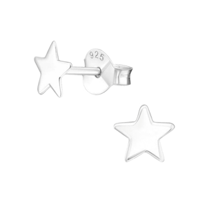 Aramat Jewels 925 Sterling Silver Flat Star Stud Earrings 6mm
