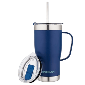 Avodah Mugs and Teas Blue Travel Mug with Tea Infuser