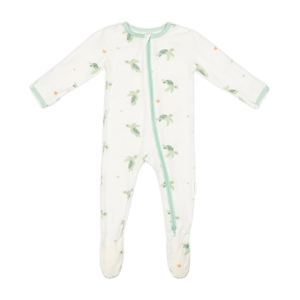 Bamboo Little Turtle Zippered Footie