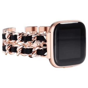 BandsCo Straps Fitbit Versa & Sense Leather Metal Band
