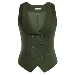 Double Breasted Waistcoat Vintage Lapel Collar Vest Coat with 2 Pockets
