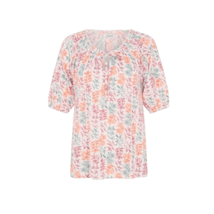 Bonmarch&eacute; Leaf Print Tie Neck Top