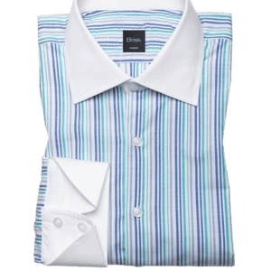 Brisk Shirts Green Blue Slub Stripes Shirt
