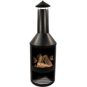 Cheaper Online 1.4m Tall Outdoor Garden Patio Chiminea Log Burner Fire Pit with Log Store & Cover