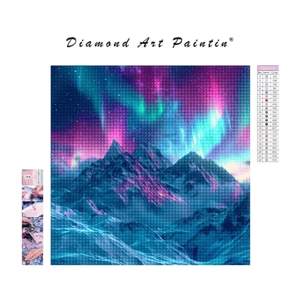 Diamond Art Paintin Colorful Aurora Snow Mountain