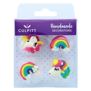 Craft Company Culpitt Rainbows & Unicorn Sugar Cake Topper Decorations - Pack of 12