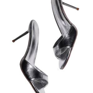 CULT OF COQUETTE Pia Silver Mules 80 mm
