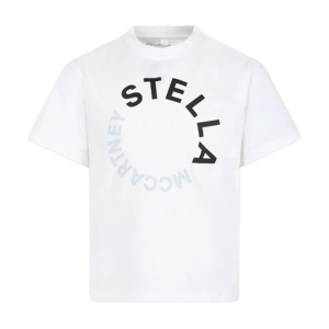 Designer Childrenswear Stella McCartney Boys Circle Logo T-Shirt in Ivory