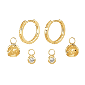 Dower & Hall Hammered Hoops Disc & Dewdrop Set