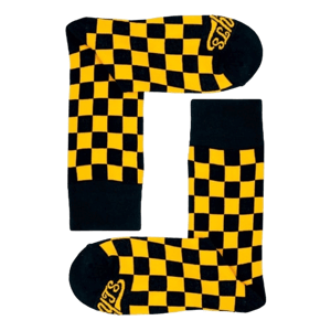 Dude. Your Team Socks. Black + Gold Checkered Socks