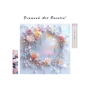 Diamond Art Paintin Pastel Roses and Iridescent Frame
