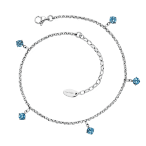 Engelsrufer Fu&szlig;kette Edelstahl silber Shiny mit Zirkonia blau