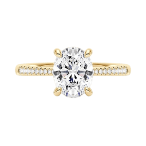 Oval Cut Engagement Ring with Pav&eacute; Band