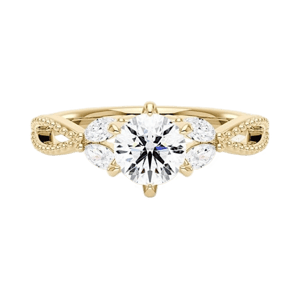Nature Inspired Split Shank Round Moissanite Ring