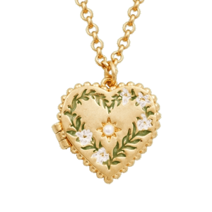 Fable England Gold Jasmine Heart Locket Necklace