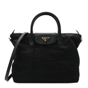 FASHIONPHILE Tessuto Nylon Saffiano Tote Black