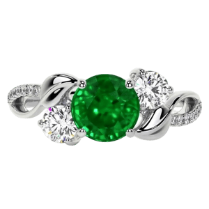 GemsNY Natural Emerald Round Three Stone