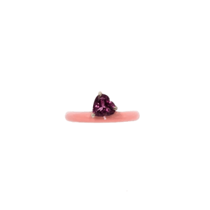FRY POWERS Gem + Enamel Stacking Ring in Petal Pink