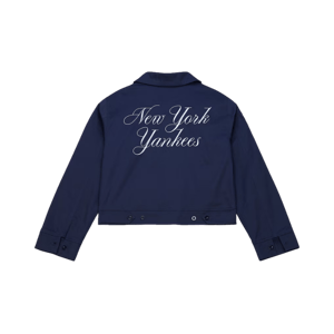 Mitchell & Ness Women's Navy New York Yankees Script Mechanic Cropped Full-Zip Jacket