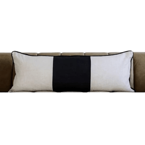 Huddleson Natural & Black Piped Linen Pillow Cover