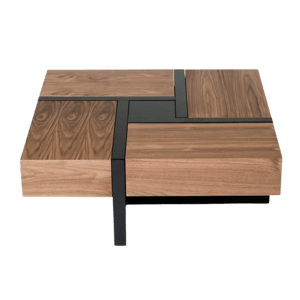 Shop Houzz Makai Modern Walnut and Black Square Coffee Table
