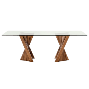 Shop Houzz Modrest Corbin Modern Walnut and Glass Dining Table