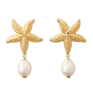 Glambou Starfish Pearl Earring Gold Ohrh&auml;nger