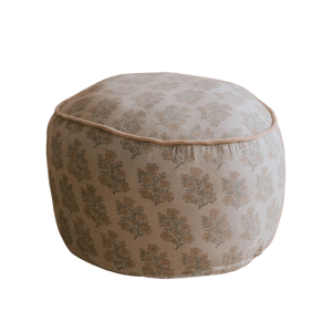 Graham and Green Blossom Hand-Block Printed Round Pouffe