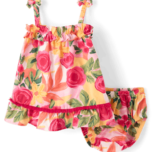 Gymboree Baby Girls Floral Tassel Bow Shoulder Dress