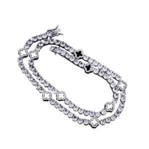 Helloice Iced Out Tennis Chain with Black Four Leaf Clover
