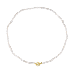 Hey Happiness Pearl Heart Sterling Silver Clasp Choker Necklace Gold
