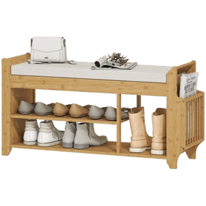 HomCom 2-Tier Shoe Bench with Cushioned Seat