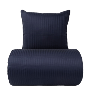 HOME-TEX Borg Living Katonen satijn dekbedovertrek 240x220 cm - Donkerblauwe jacquardstrepen
