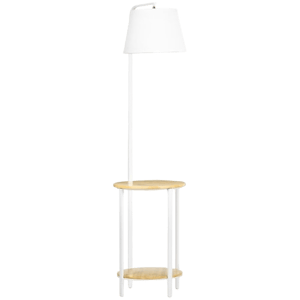 Homeheart Gulvlampe i hvitt metall, 40W, linskjerm, 162 cm h&oslash;yde