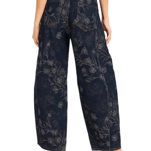 IN.FAME Ladies Vintage Jeans Floral Print Button Barrel Denim Pants