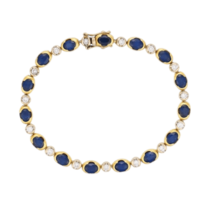 Jack Weir & Sons Vintage Sapphire Diamond 18k Two Tone Bracelet