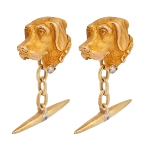 Jack Weir & Sons Vintage 18k Yellow Gold Cocker Spaniel Dog Cufflinks