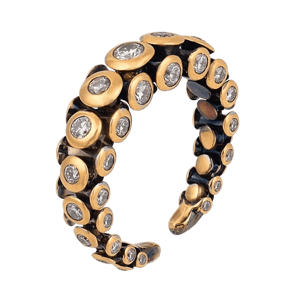 Jack Weir & Sons Lugano 1.50 Carat Total Weight Diamond 18k Yellow Gold Ring 