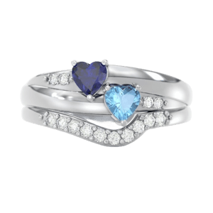 Jewlr Double Heart Gemstone Ring with Accents