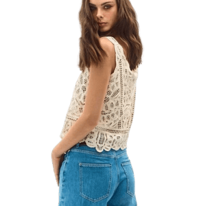 Kaufmann Griffe Top Beige Donna in Macrame