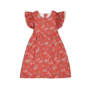 La Coqueta Red Floral Elsie Girl Empire Dress