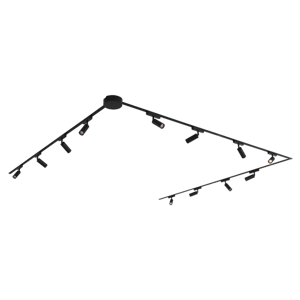 Lampenlicht Modern railsysteem met 12 zwarte spots 1-fase - Magnetic Samson