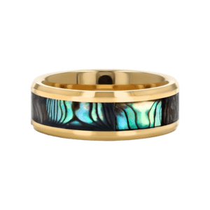 Larson Jewelers SHORELINE Gold-Plated Tungsten Wedding Band with Mother of Pearl Inlay